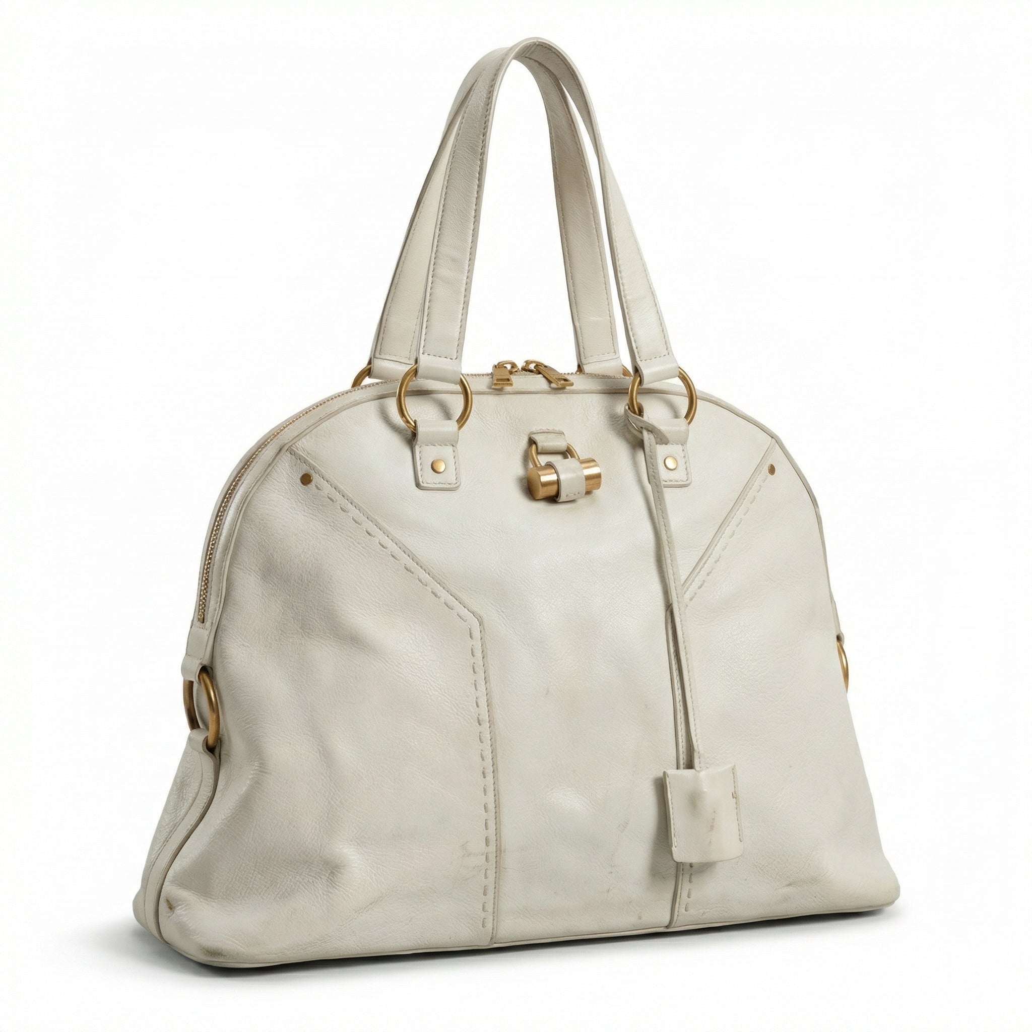 Saint Laurent - White Leather Tote Bag