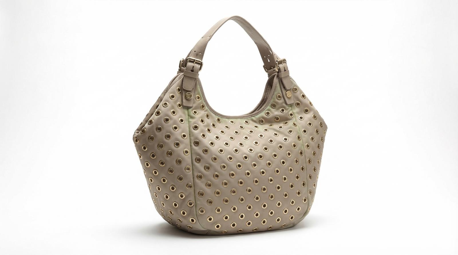 Givenchy - Beige Eyelet Studded Hobo Bag