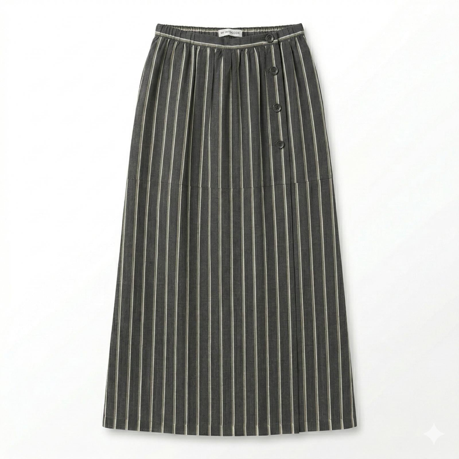 Issey Miyake - Striped Pleated Wool Skirt