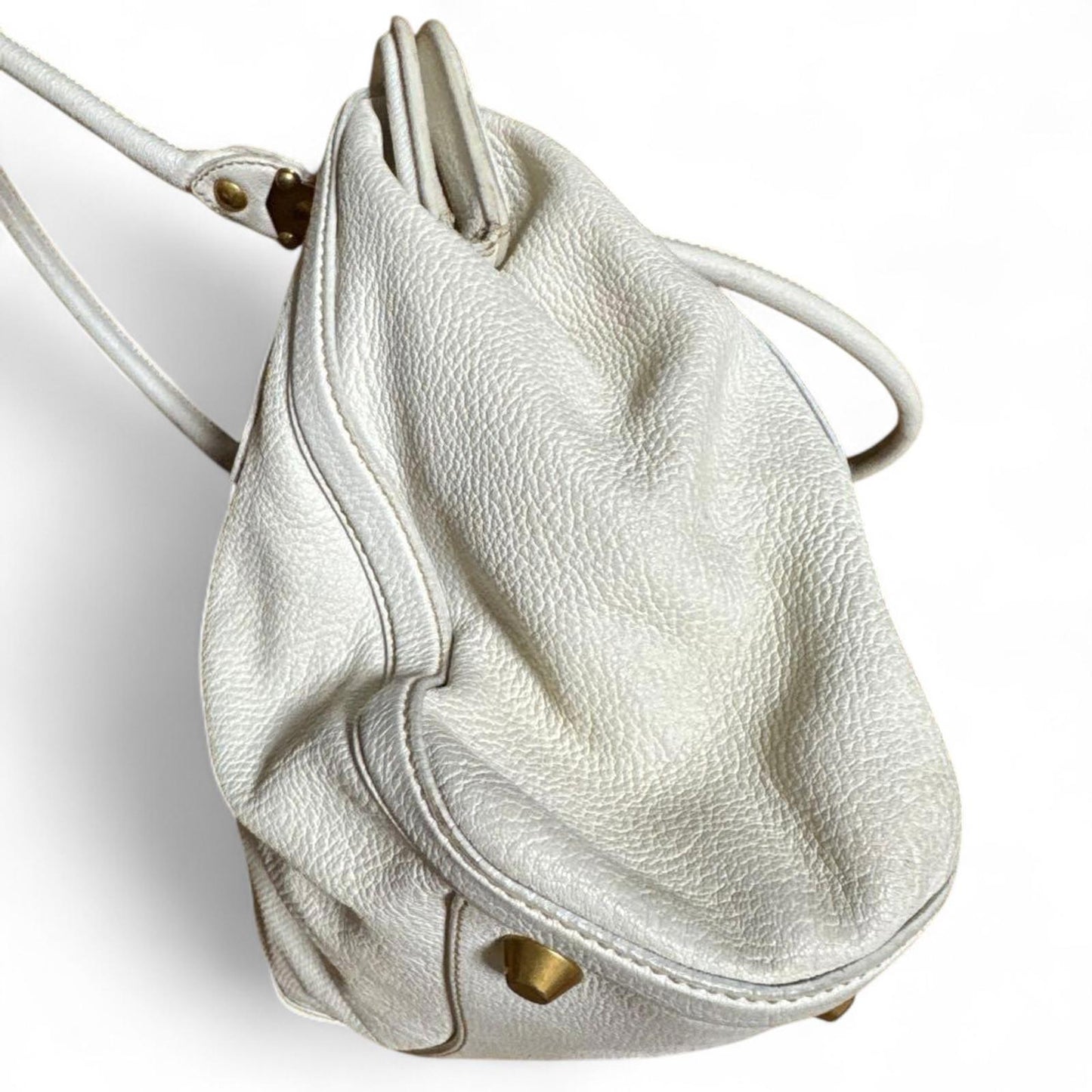 Miu Miu - White Leather Handbag with Gold Hardware