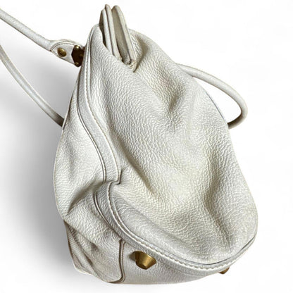 Miu Miu - White Leather Handbag with Gold Hardware
