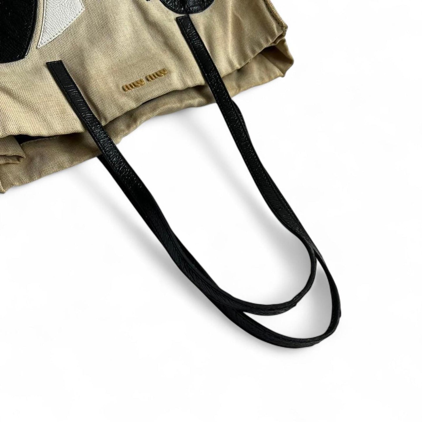 Miu Miu - Canvas Tote Bag Black Leather Handles