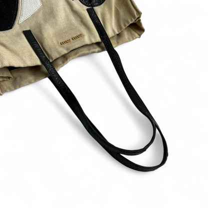 Miu Miu - Canvas Tote Bag Black Leather Handles