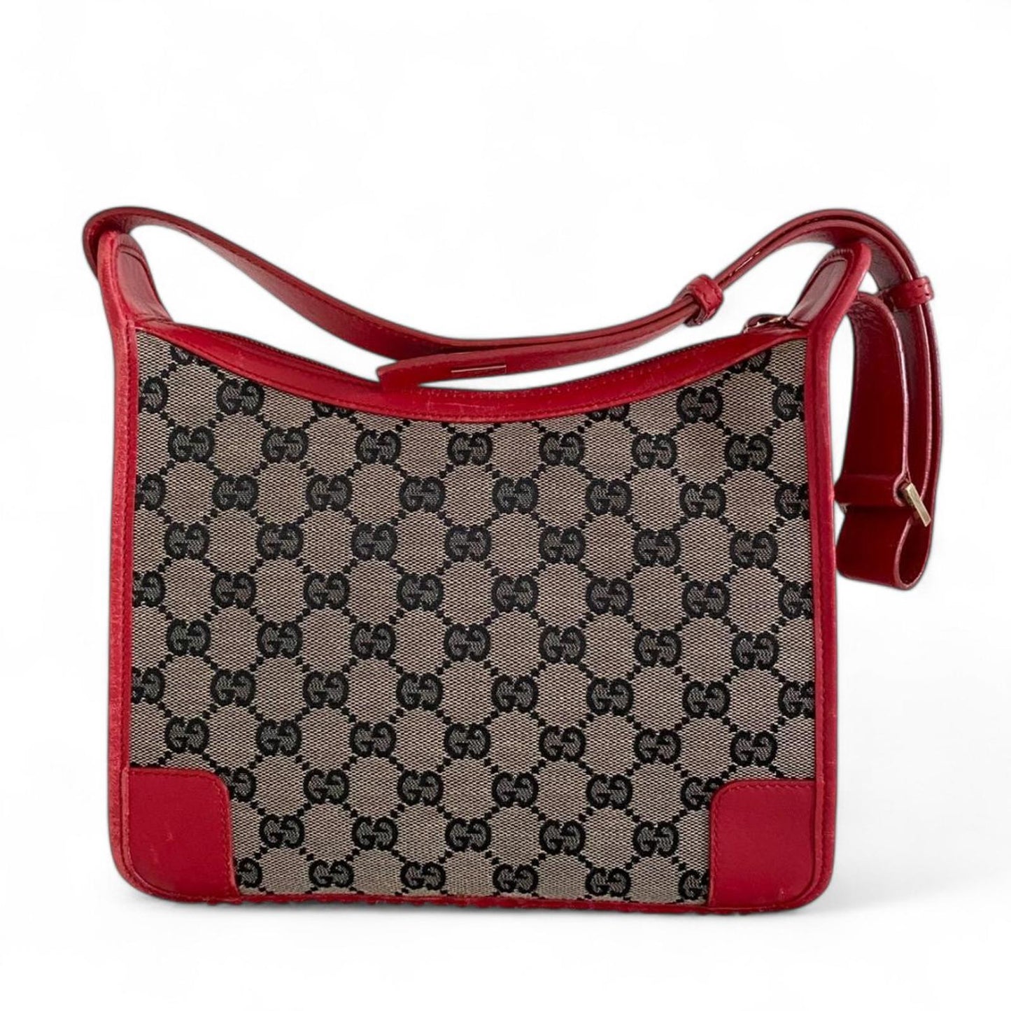 Gucci - Monogram Canvas Shoulder Bag Red Leather