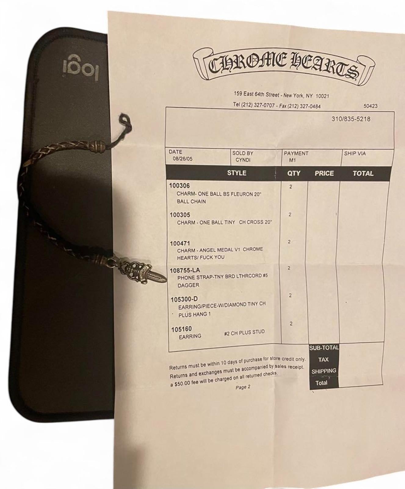 Chrome Hearts - Leather Bracelet with Dagger Charm