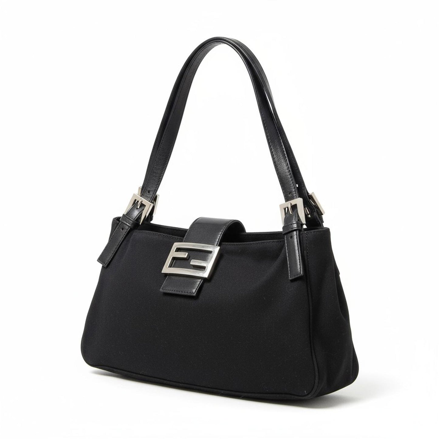 Fendi - Black Shoulder Bag Silver Buckle Detail