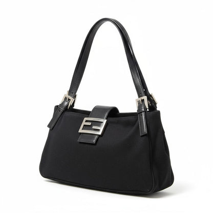 Fendi - Black Shoulder Bag Silver Buckle Detail