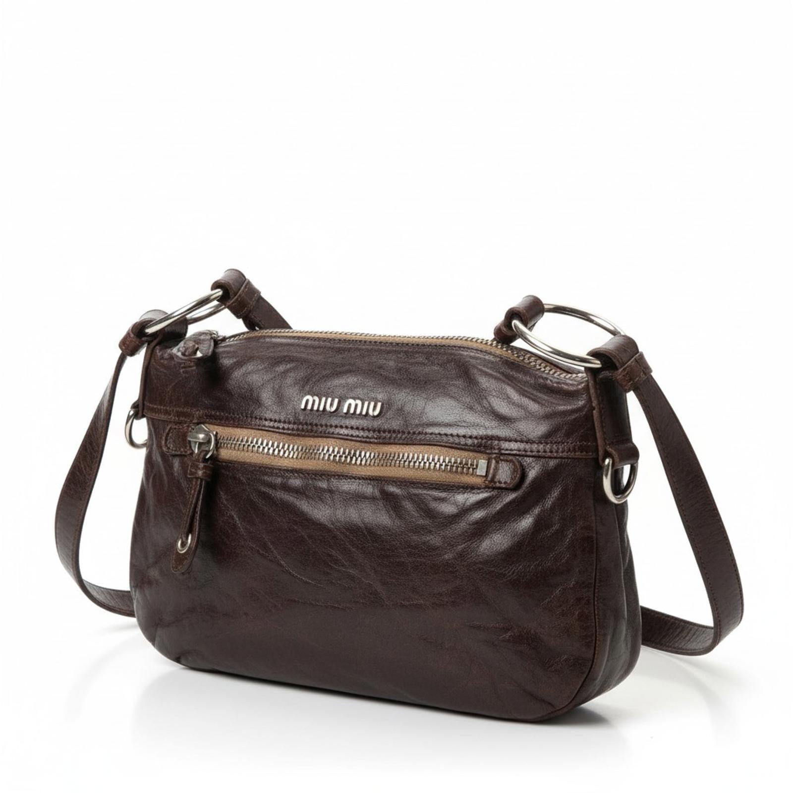 Miu Miu - Brown Leather Crossbody Bag