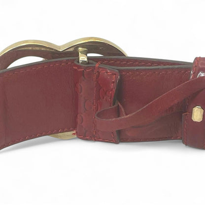 Gucci - Red Patent Leather Belt Gold Heart Buckle