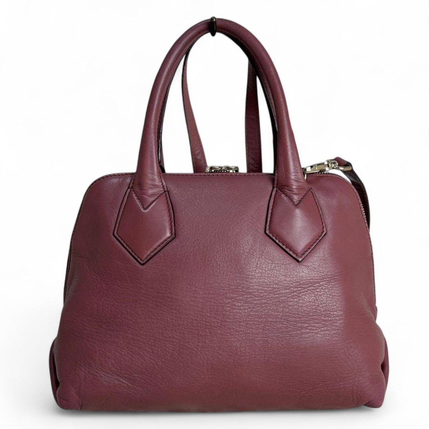 Vivienne Westwood - Burgundy Leather Handbag with Dual Top-3