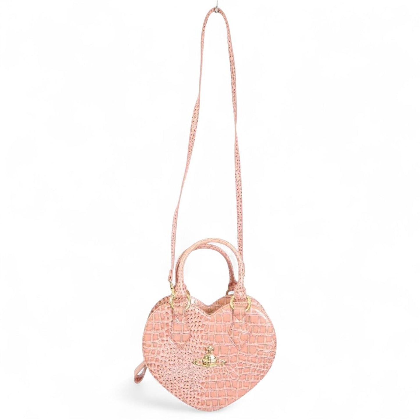 Vivienne Westwood - Orb Heart Shaped Pink Embossed Handbag