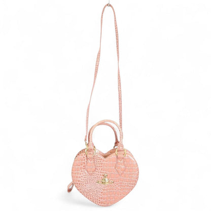 Vivienne Westwood - Orb Heart Shaped Pink Embossed Handbag
