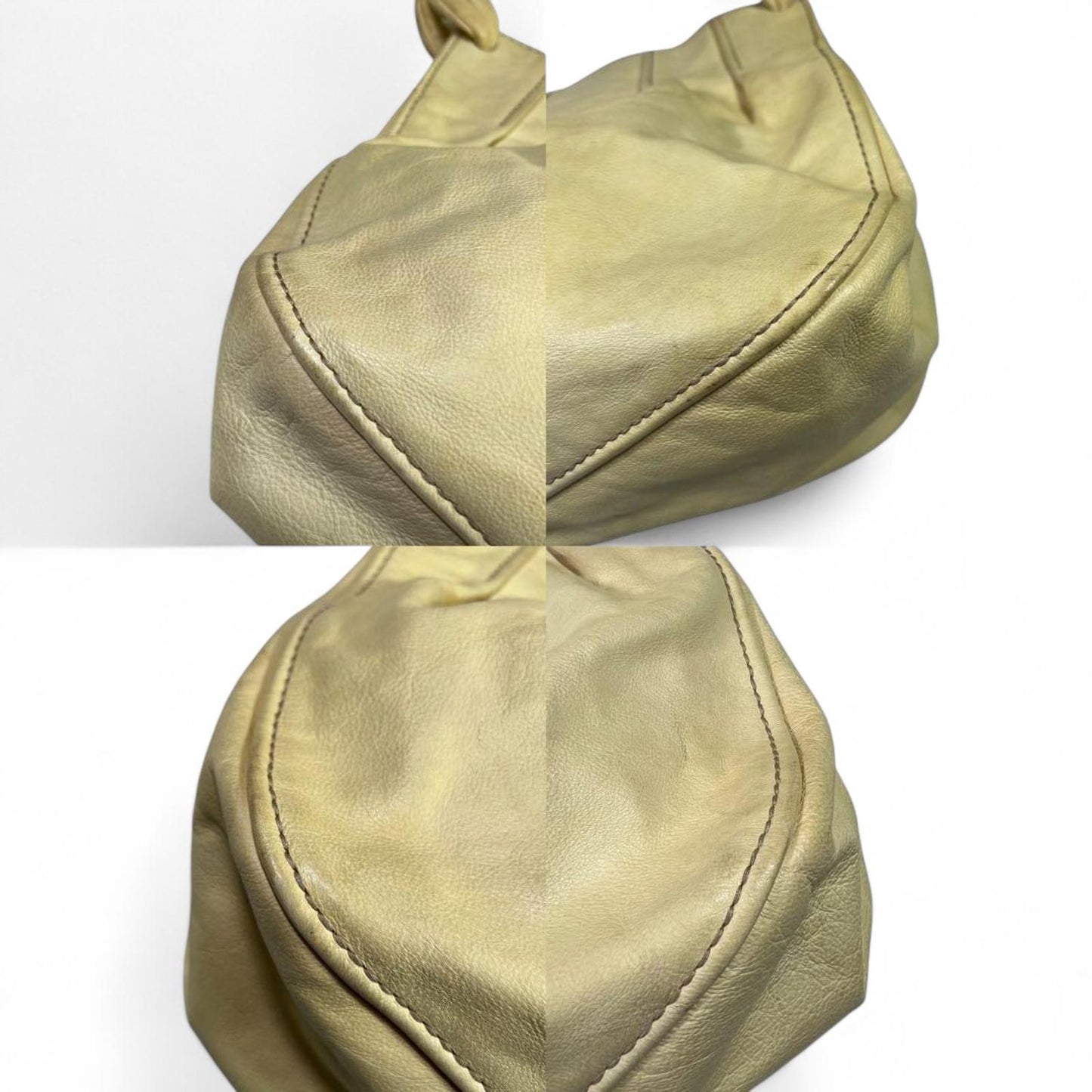 Miu Miu- Beige Leather Handbag with Knotted Handles