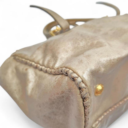 Prada - Beige Leather Handbag with Detachable Strap