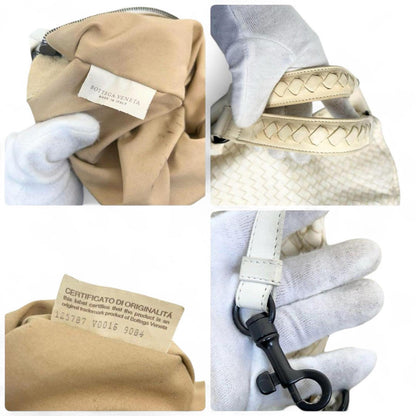 Bottega Veneta - White Woven Leather Shoulder Bag