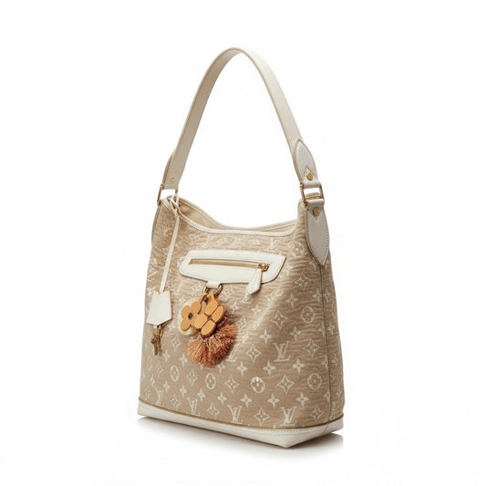 Louis Vuitton - Beige Monogram Canvas Hobo Bag with Leather