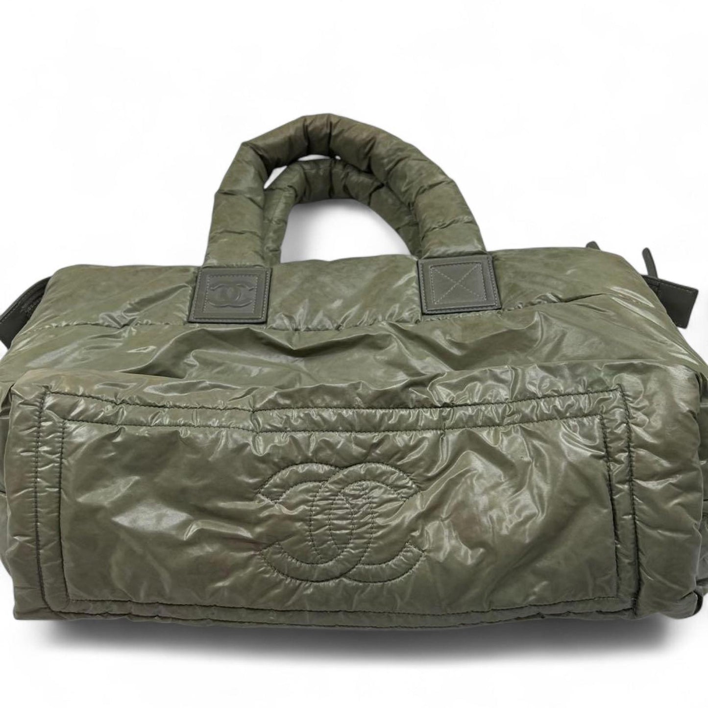 Chanel - Olive Green Puffer Tote Handbag