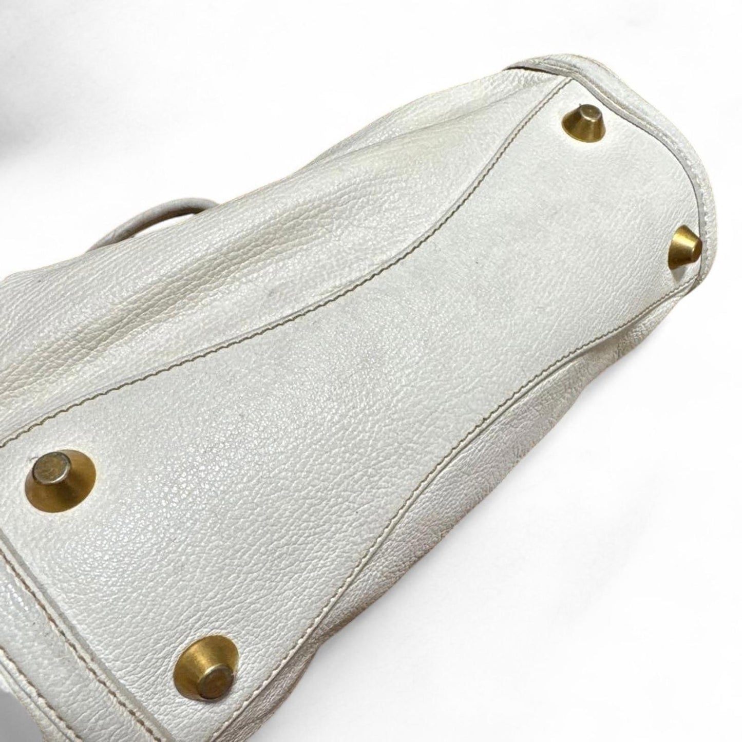 Miu Miu - White Leather Handbag with Gold Hardware