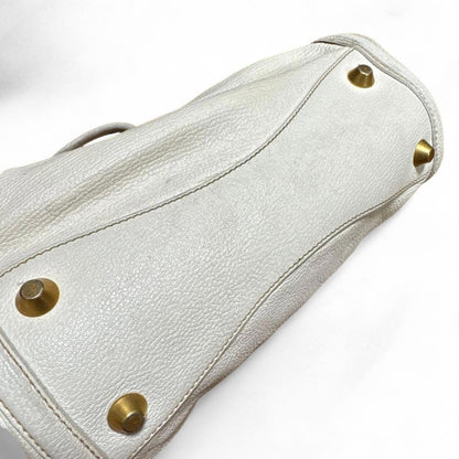 Miu Miu - White Leather Handbag with Gold Hardware