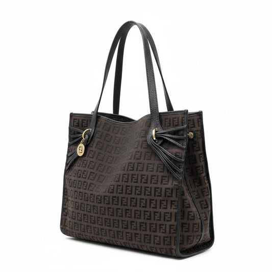 Fendi - Brown FF Logo Canvas Tote Bag