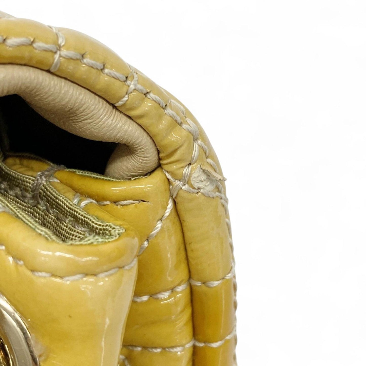Dior - Yellow Quilted Patent Leather Shoulder Bag