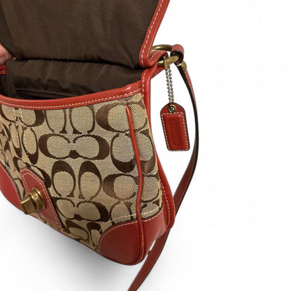 Coach - Signature Canvas Shoulder Bag with Leather