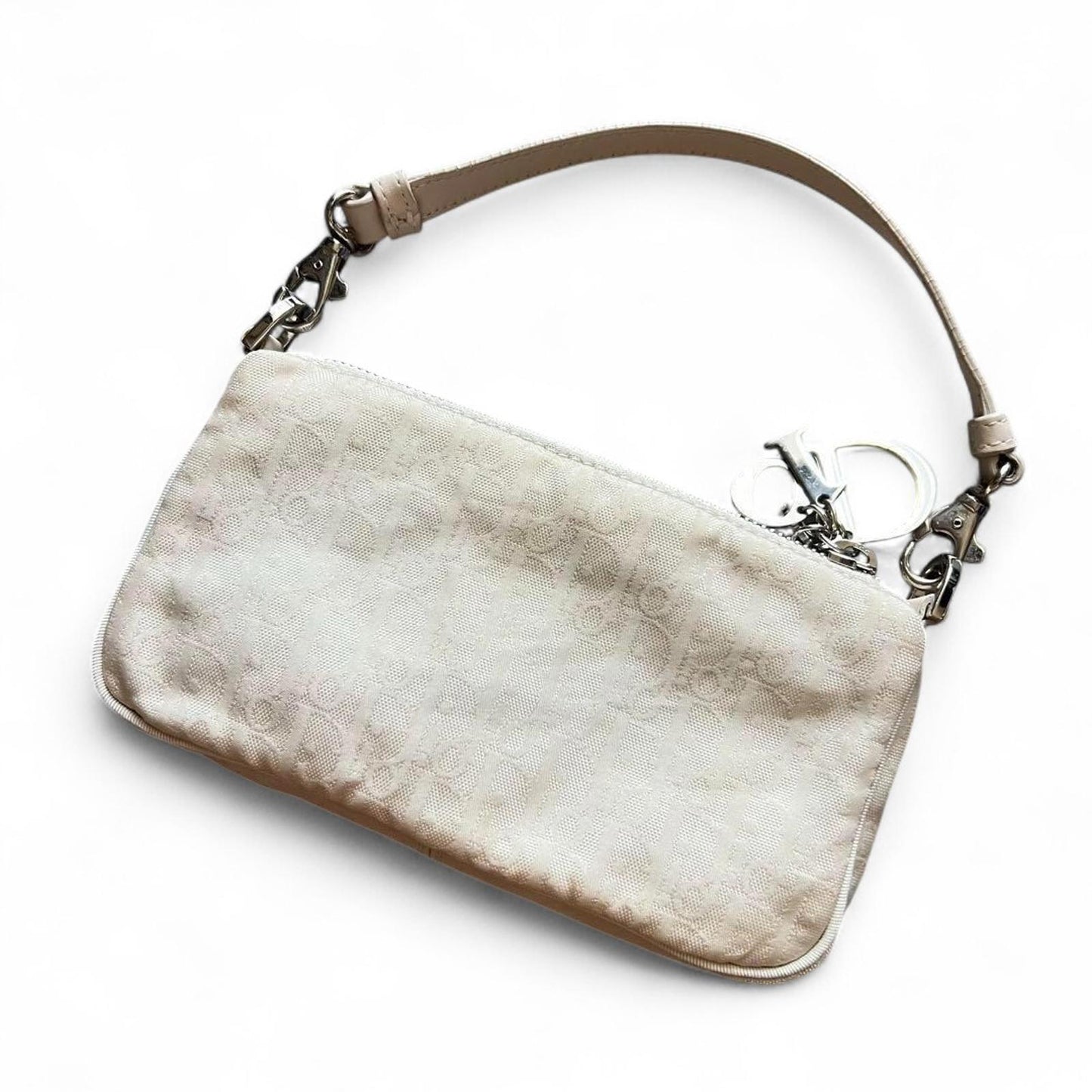 Dior - White Monogram Shoulder Bag with Silver Hardware