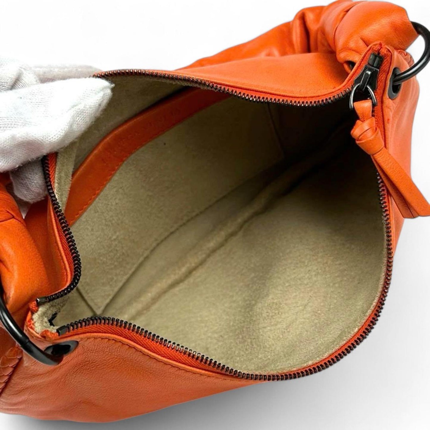 Bottega Veneta - Intrecciato Orange Leather Shoulder Bag