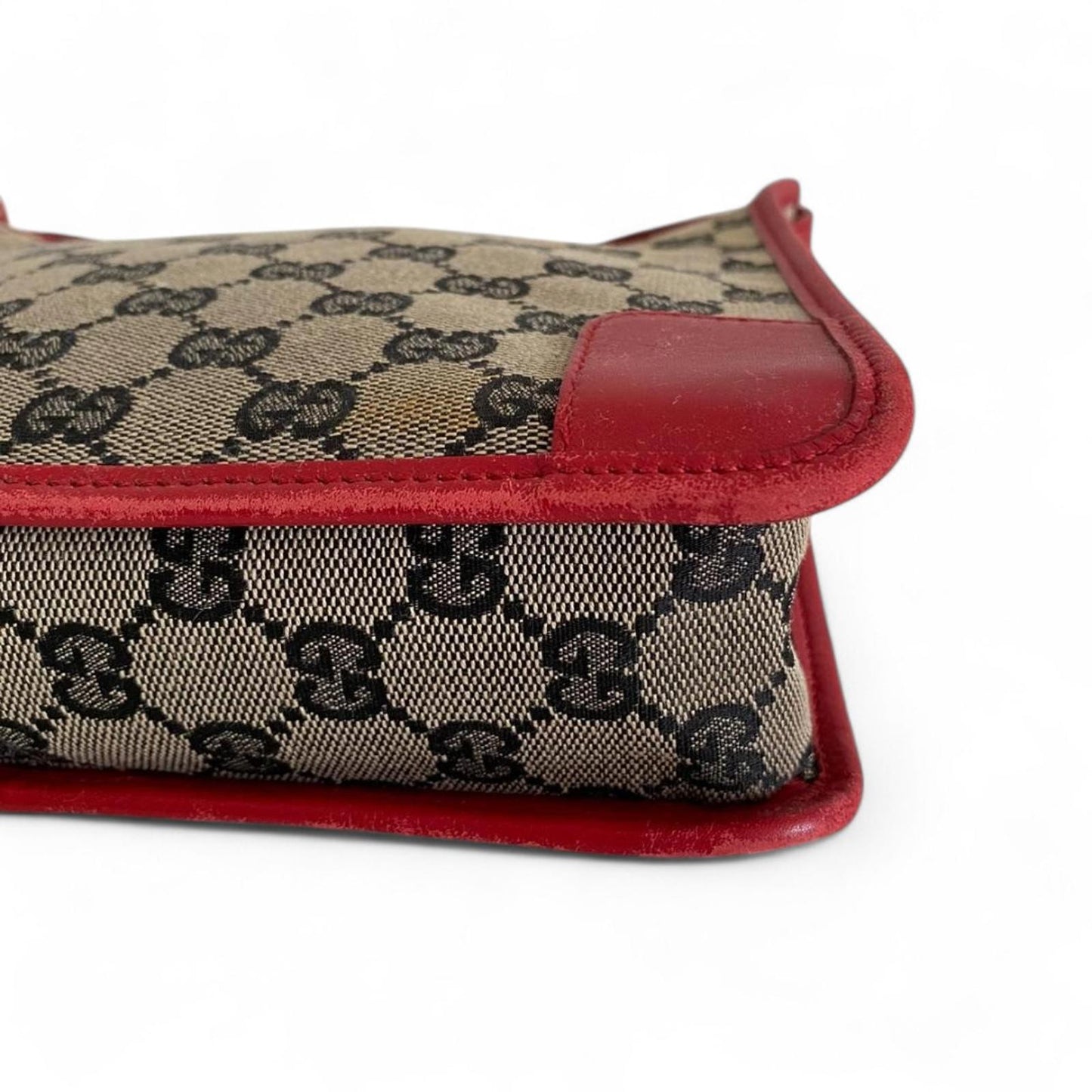 Gucci - Monogram Canvas Shoulder Bag Red Leather