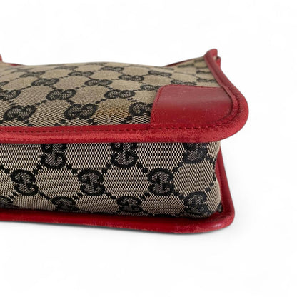 Gucci - Monogram Canvas Shoulder Bag Red Leather