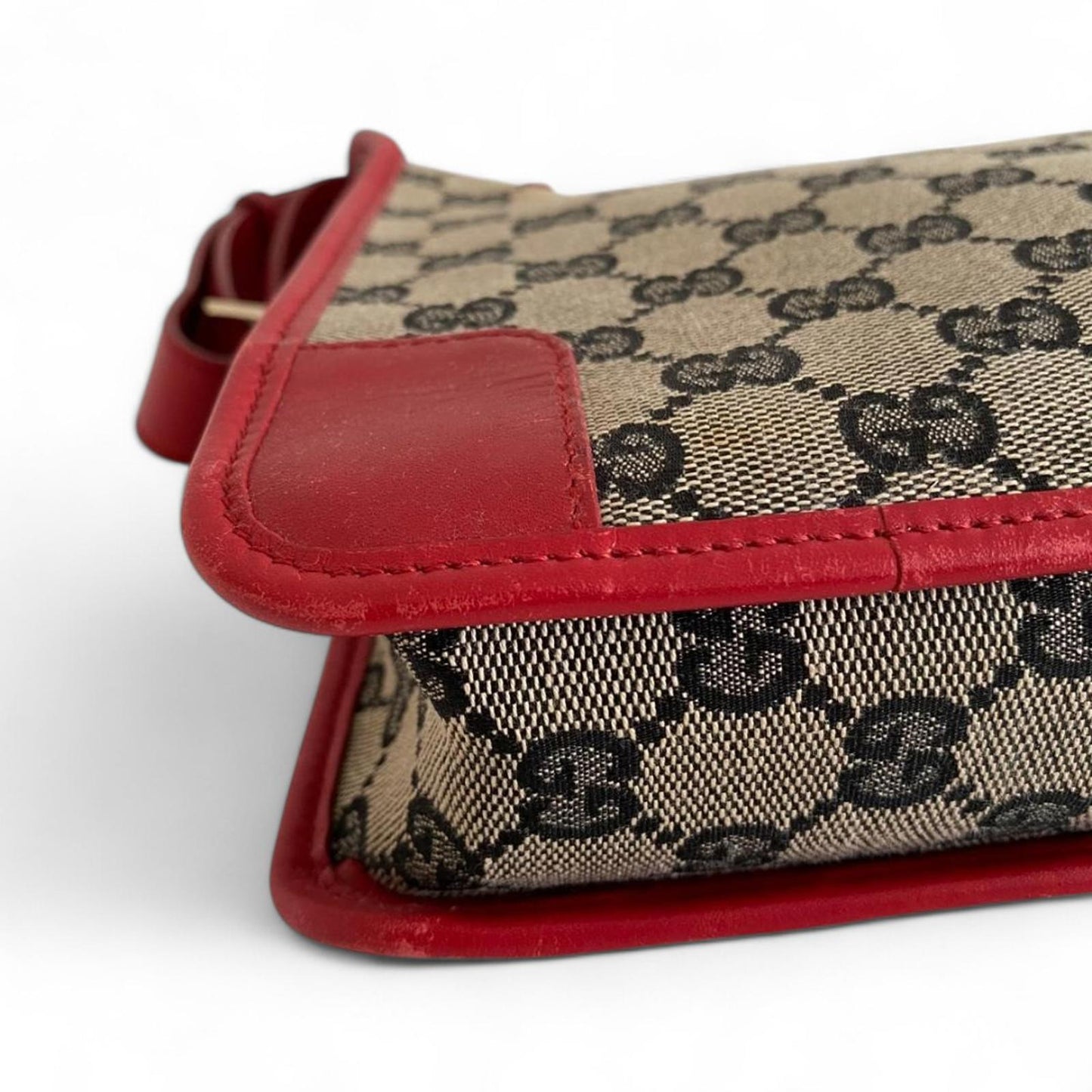 Gucci - Monogram Canvas Shoulder Bag Red Leather