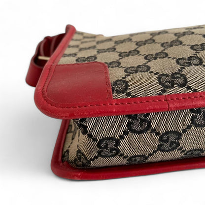 Gucci - Monogram Canvas Shoulder Bag Red Leather