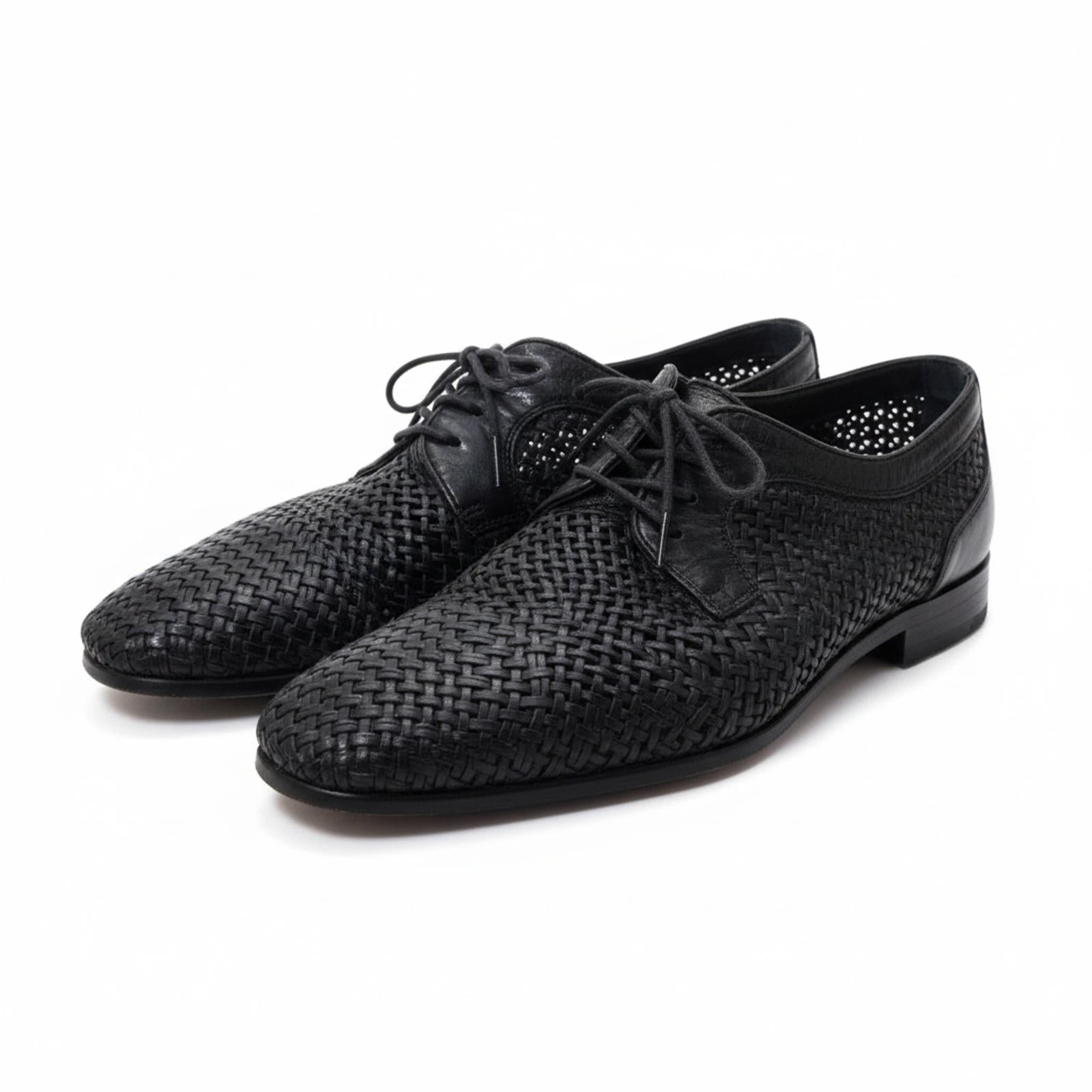 Bottega Veneta - Black Woven Leather Oxfords