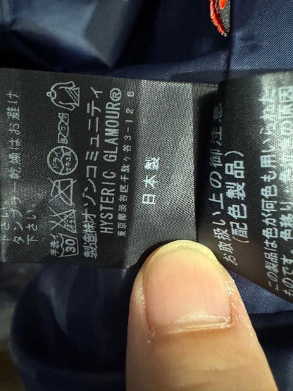 Hysteric Glamour - Men's Navy Blue Puffer Jacket with Hood