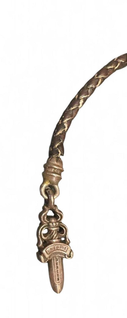 Chrome Hearts - Leather Bracelet with Dagger Charm