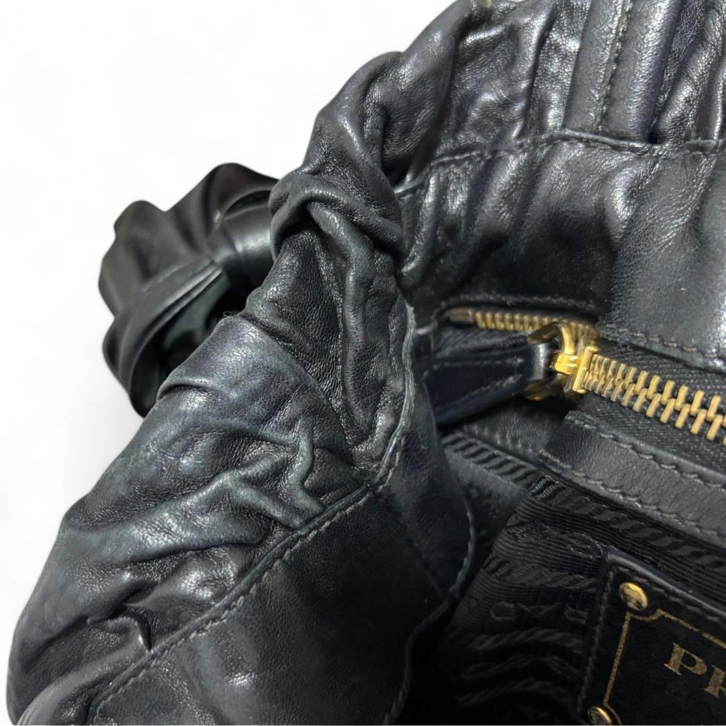 Prada - Black Leather Handbag Side Bows