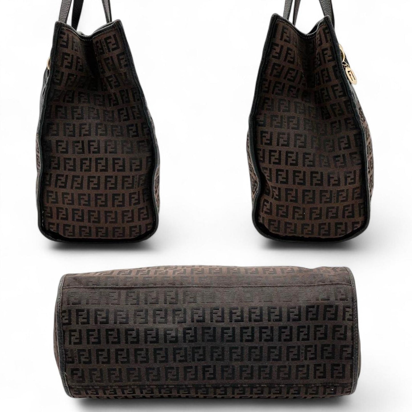 Fendi - Brown FF Logo Canvas Tote Bag