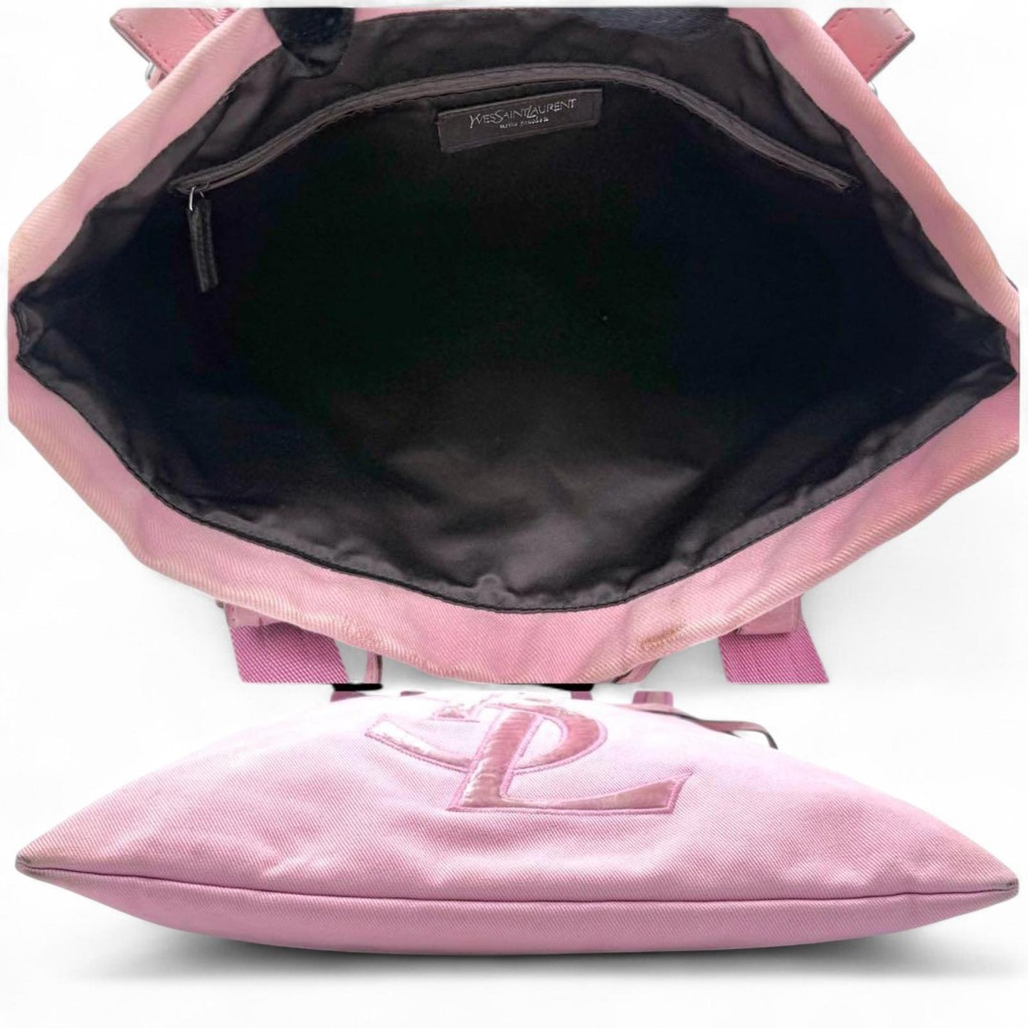 Saint Laurent - Pink Canvas Tote Bag Leather Trim