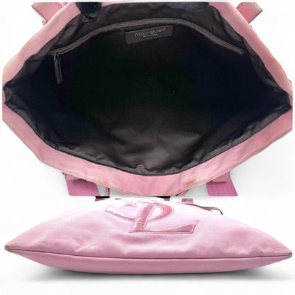 Saint Laurent - Pink Canvas Tote Bag Leather Trim