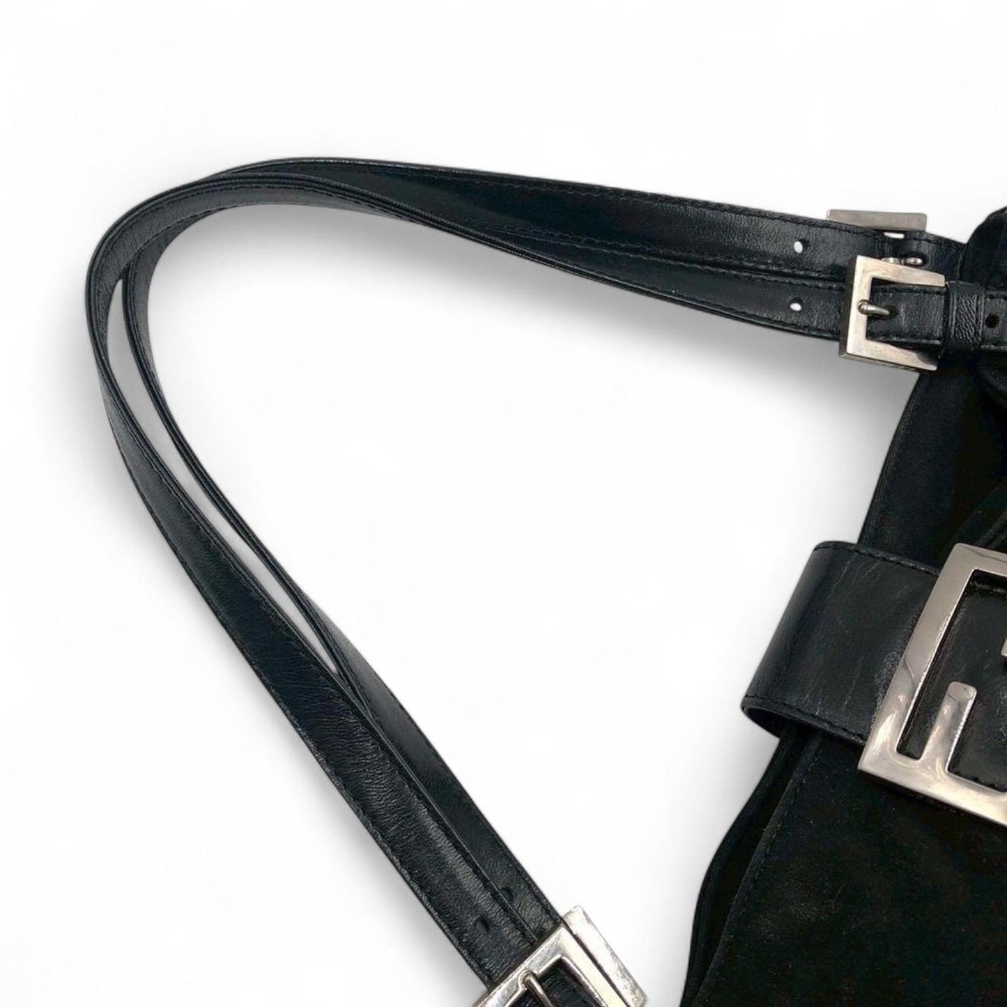 Fendi - Black Shoulder Bag Silver Buckle Detail