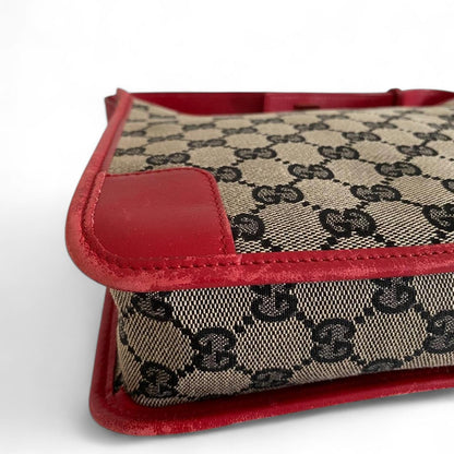 Gucci - Monogram Canvas Shoulder Bag Red Leather