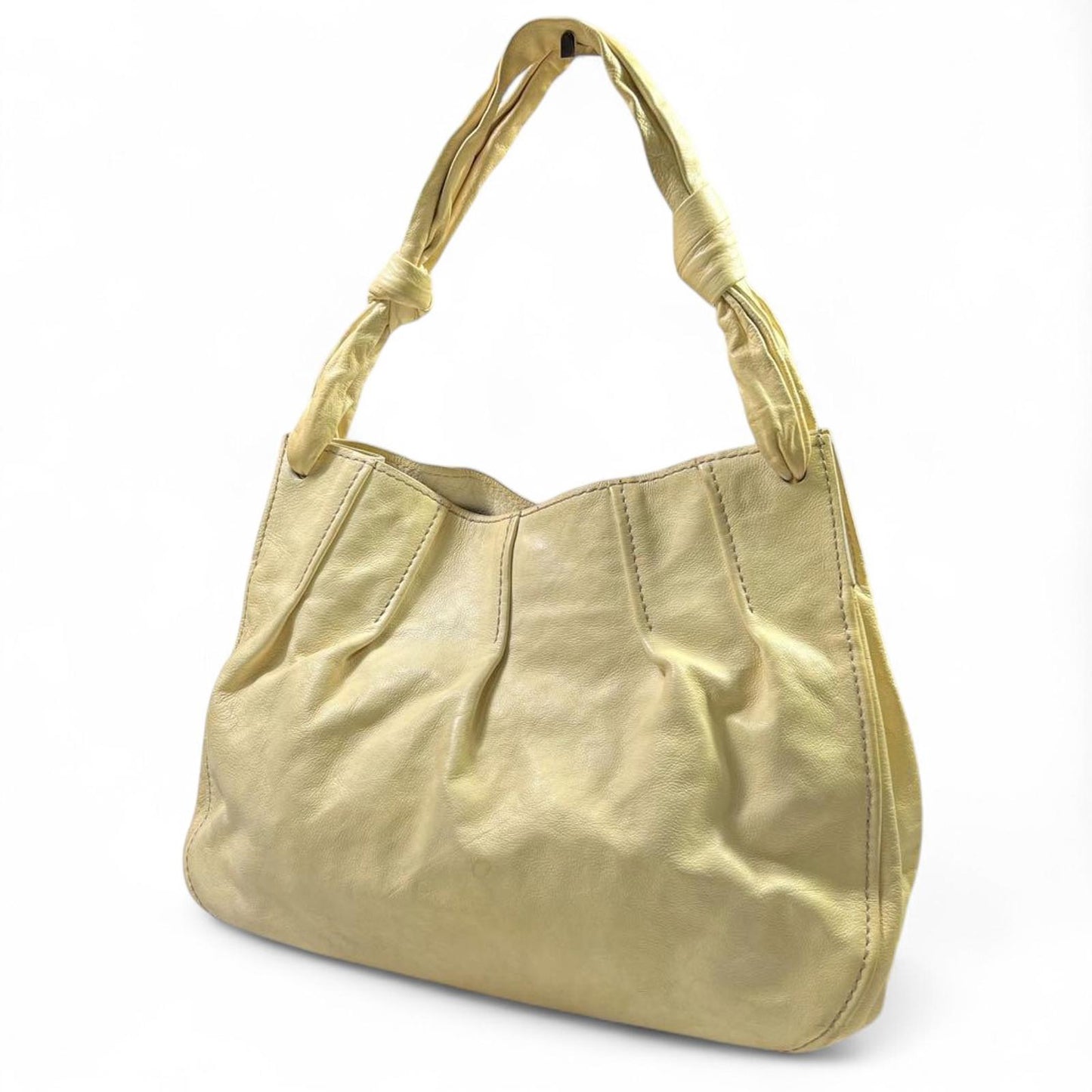 Miu Miu- Beige Leather Handbag with Knotted Handles