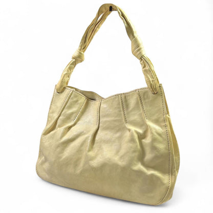 Miu Miu- Beige Leather Handbag with Knotted Handles