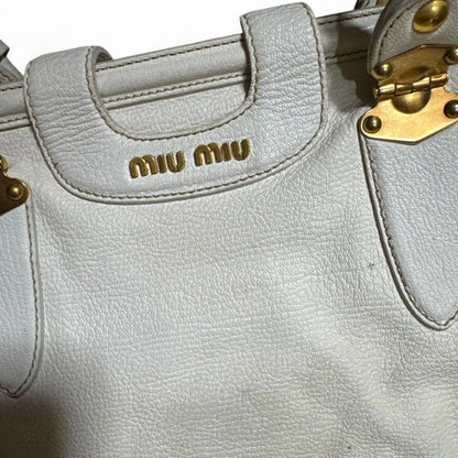 Miu Miu - White Leather Handbag with Gold Hardware