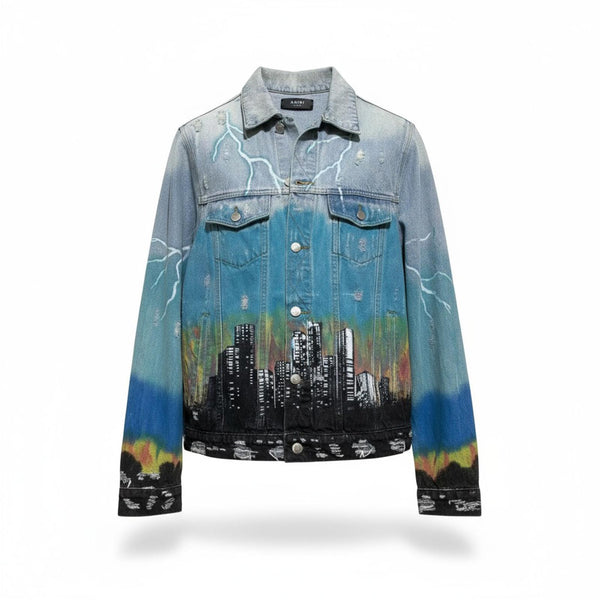 Amiri - Men's Painted Denim Jacket Cityscape