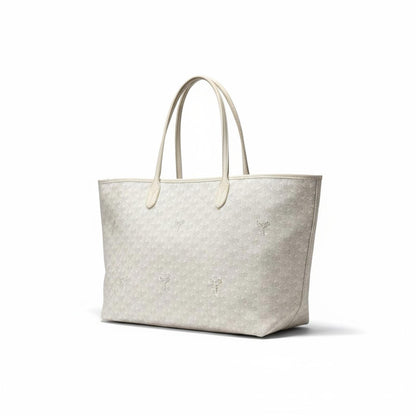 Goyard - Beige Tote Bag with Signature Chevron Pattern