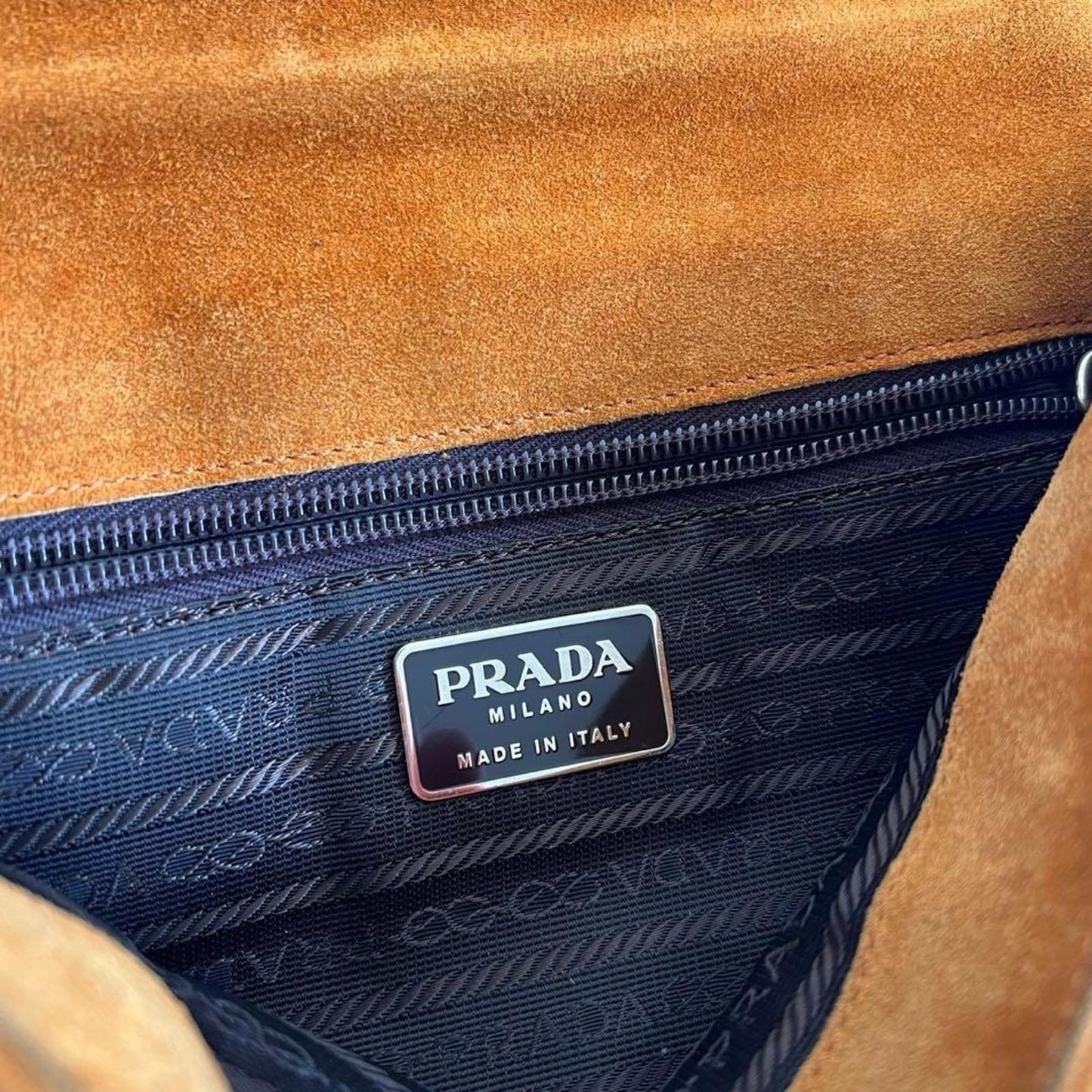 Prada - Women's Shoulder Bag in Brown Suede and Leather with