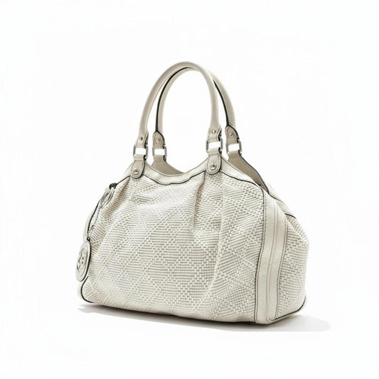 Gucci - White Leather Handbag Signature Logo