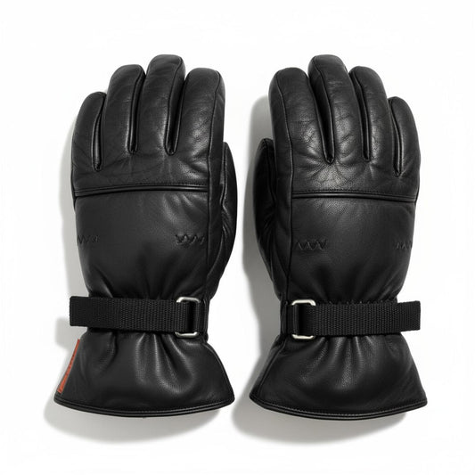 Prada - Black Leather Ice Hockey Protective Gloves
