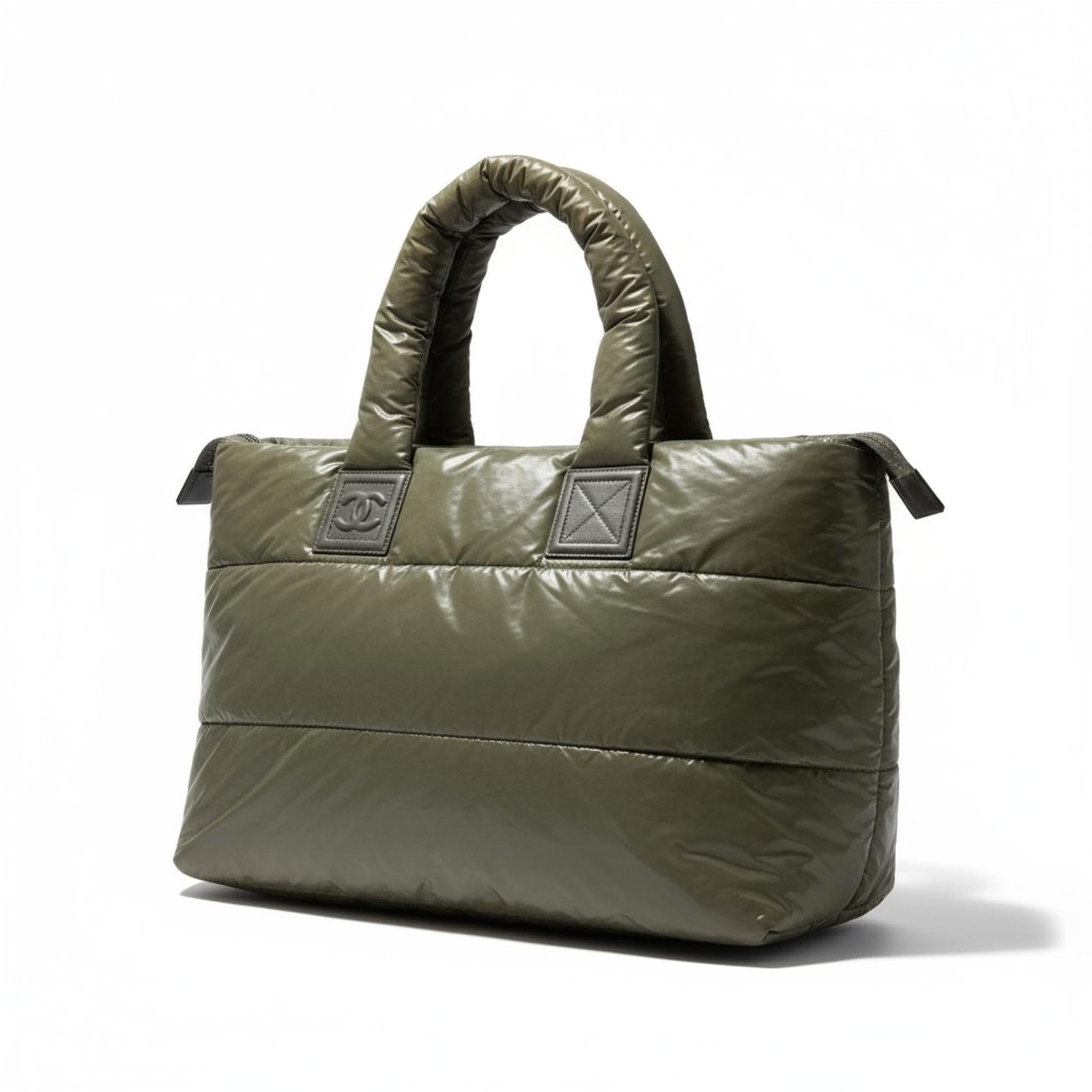 Chanel - Olive Green Puffer Tote Handbag